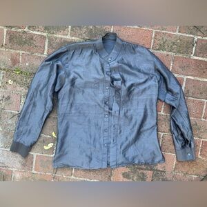 Women’s Metallic Silver Button-Up